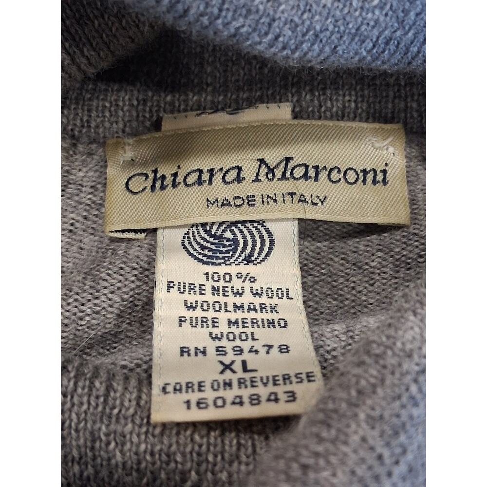 Chiara Marconi Pure New Merino 100% Wool Turtleneck Sweater Gray Italy XL Layer - Picture 6 of 10